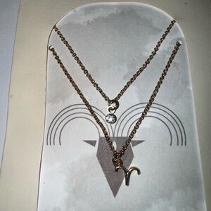 Urban Outfitters Aries Ram Gold Zodiac Layering Necklace Set